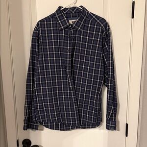 Joseph Abboud Navy Checkered Button Down Shirt